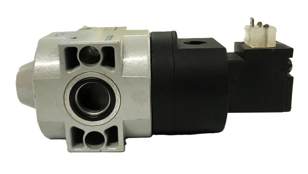Festo Mini Shutoff Valve with Solenoid Coil HEE-D-MINI-24/MSEB-3-24VDC NOS