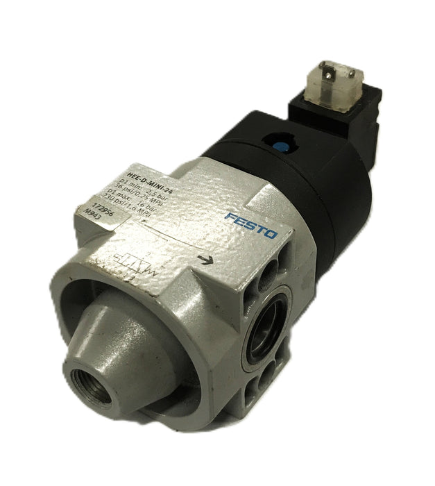 Festo Mini Shutoff Valve with Solenoid Coil HEE-D-MINI-24/MSEB-3-24VDC NOS