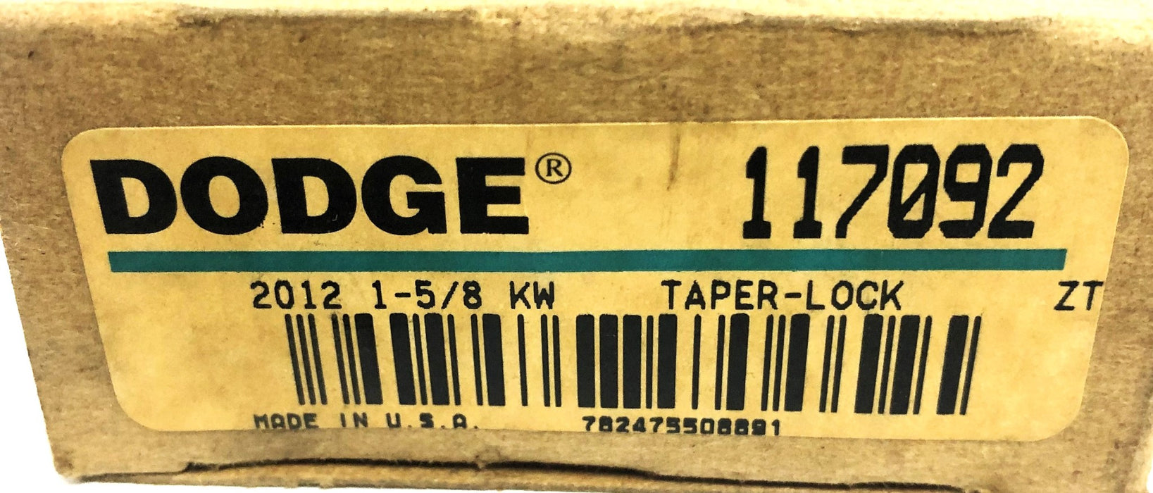 Dodge Split Taper-Lock Bushing 2012X1-5/8 KW (117092) NOS