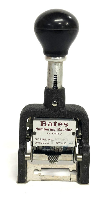 Bates Vintage 6 wheel Style E Standard Movement Numbering Machine D772971 NOS