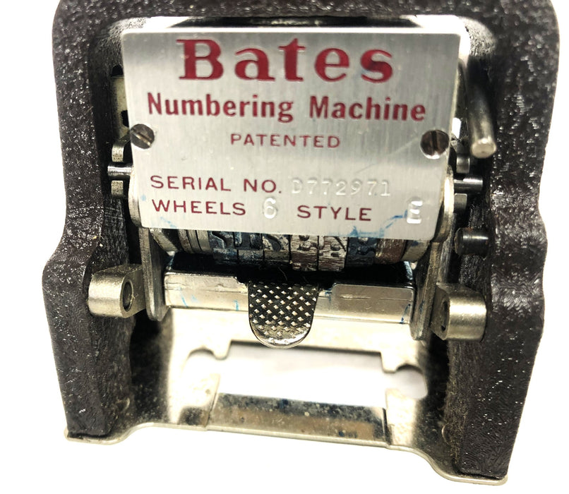 Bates Vintage 6 wheel Style E Standard Movement Numbering Machine D772971 NOS