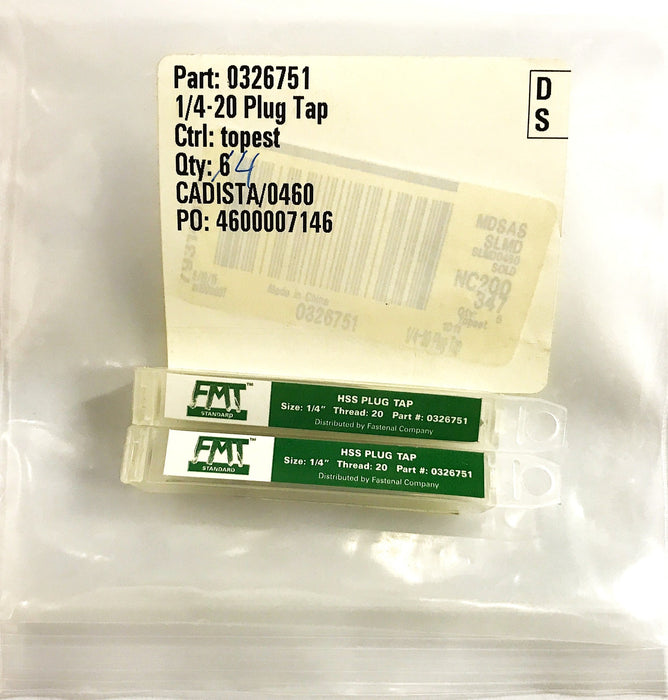 FMT 1/4-20 HSS Plug Tap 0326751 [Lot of 2] NOS