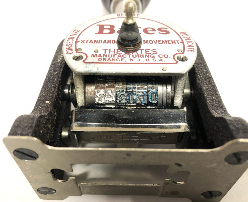 Bates Vintage 6 wheel Style E Standard Movement Numbering Machine D772971 NOS