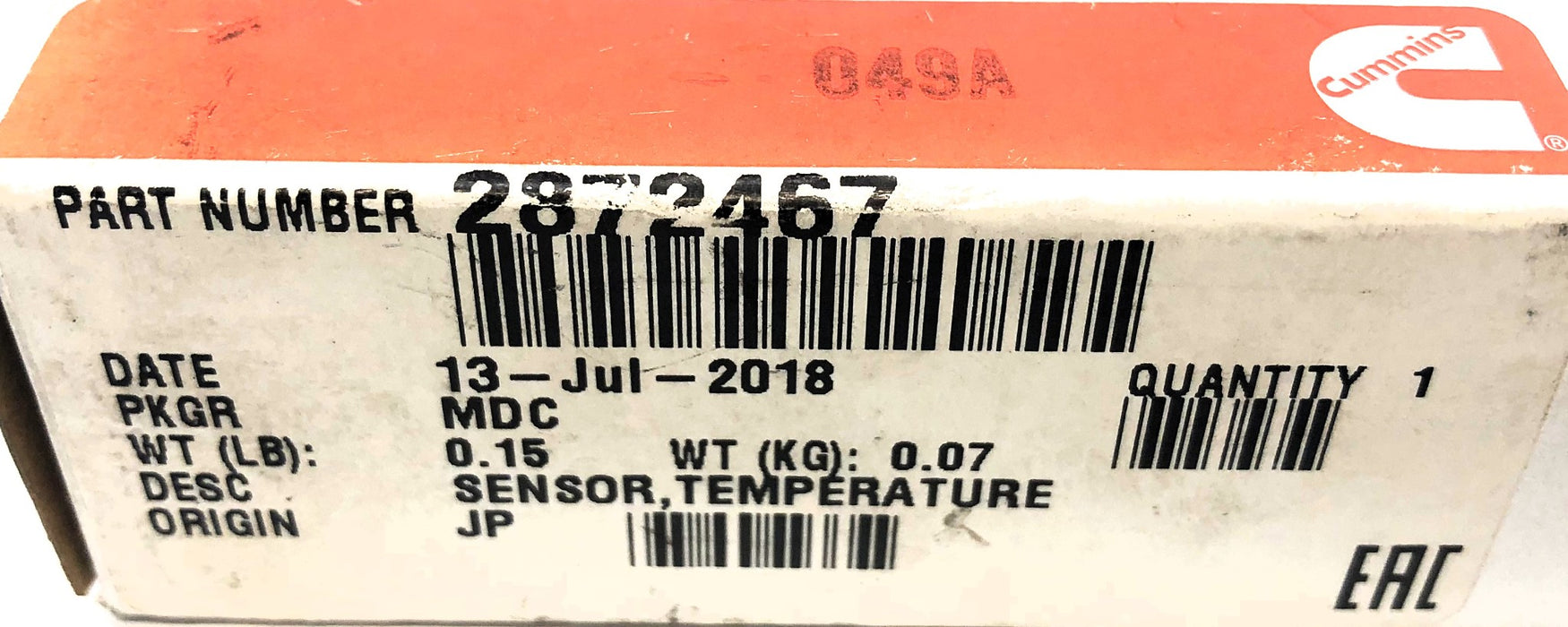 Cummins Temperature Sensor 2872467 NOS