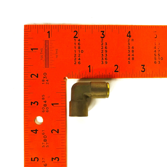 Unbranded 90 Degree Brass Elbow 3/8 inch Push-in x 7/16 inch NPT [Lot of 5] NOS