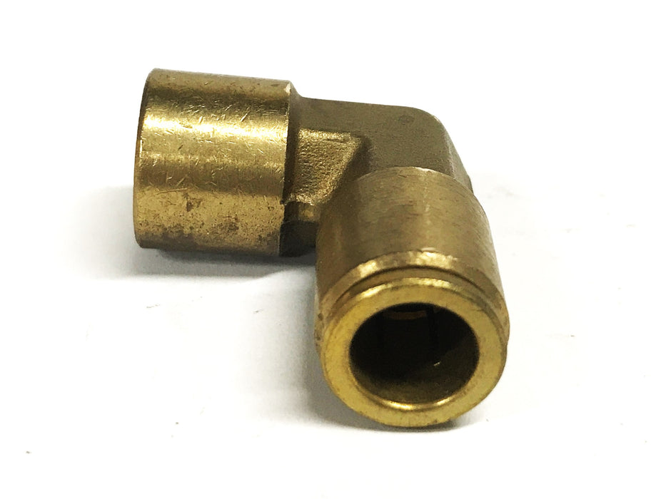 Unbranded 90 Degree Brass Elbow 3/8 inch Push-in x 7/16 inch NPT [Lot of 5] NOS