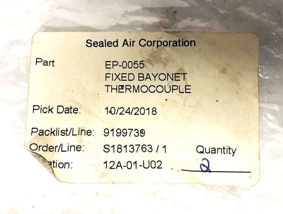Industrial Control Specialist Fixed Bayonet Thermcouple EP-0055 NOS