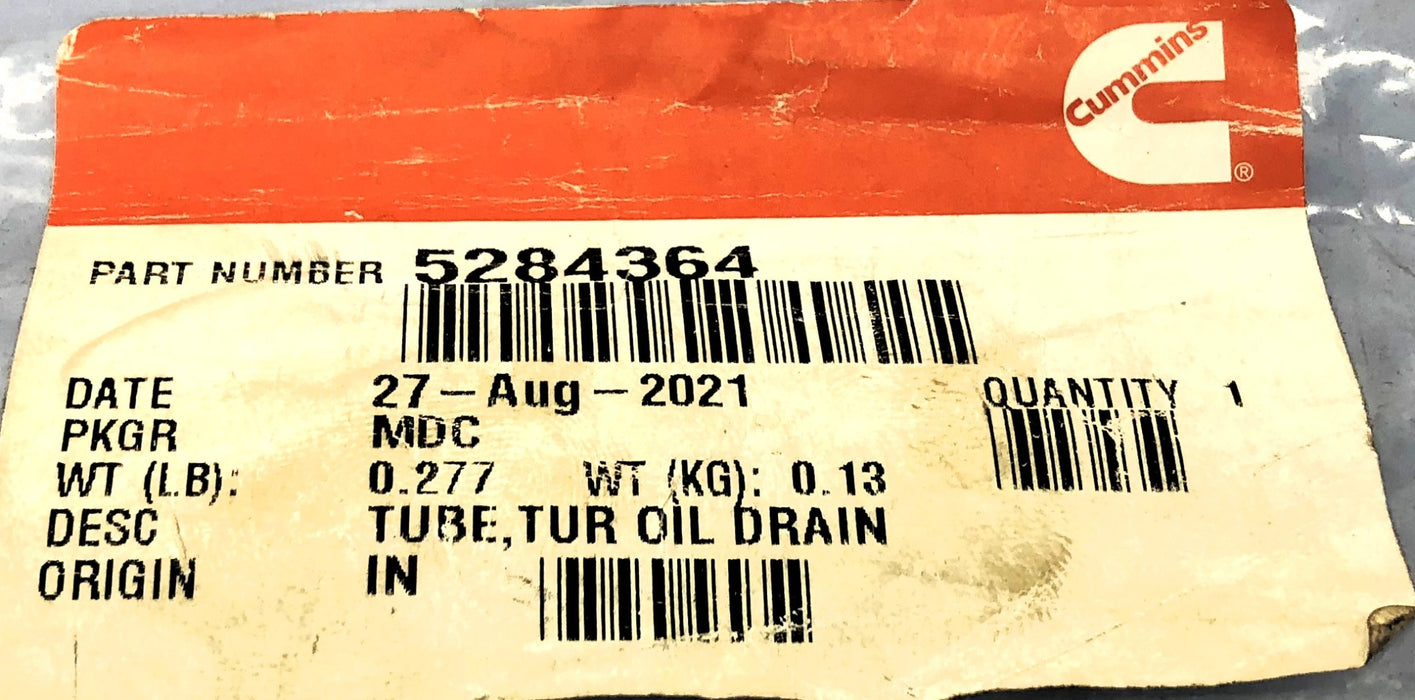 Cummins Oil Drain Tube 5284364 NOS