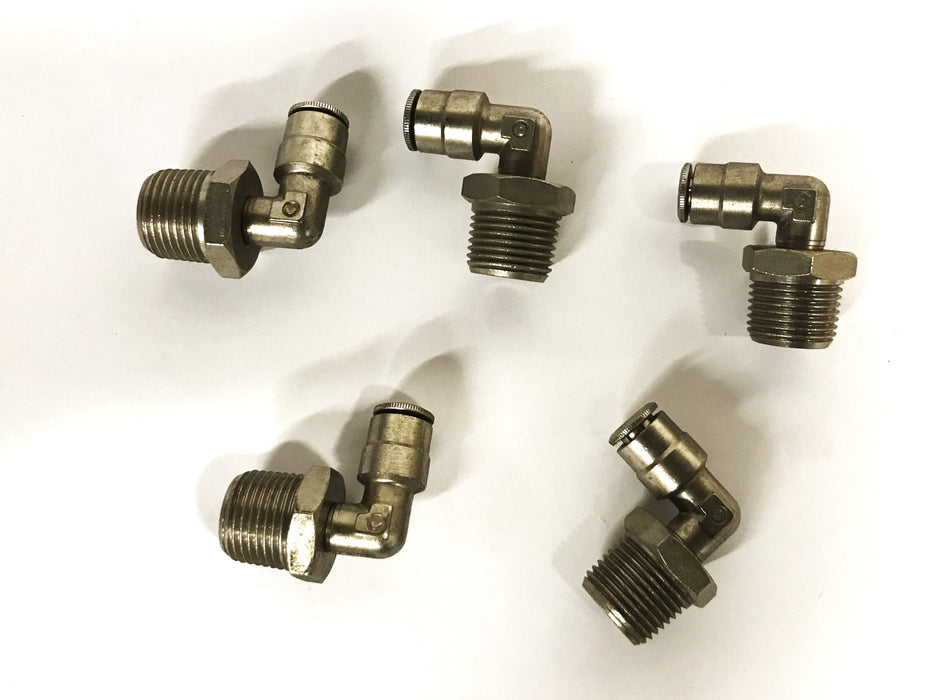 Unbranded 90 Degree Hex Elbow 1/4 inch Push-in x 3/8 inch NPT [Lot of 5] NOS