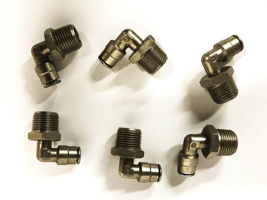 Unbranded 90 Degree Hex Elbow 1/4 inch Push-in x 3/8 inch NPT [Lot of 6] NOS