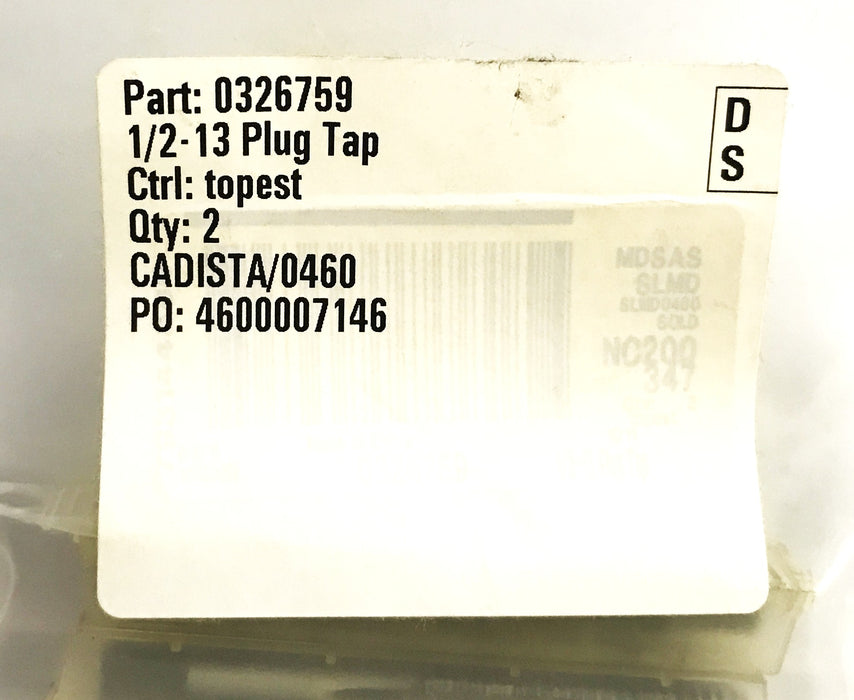 FMT 1/2-13 HSS Plug Tap 0326759 [Lot of 2] NOS