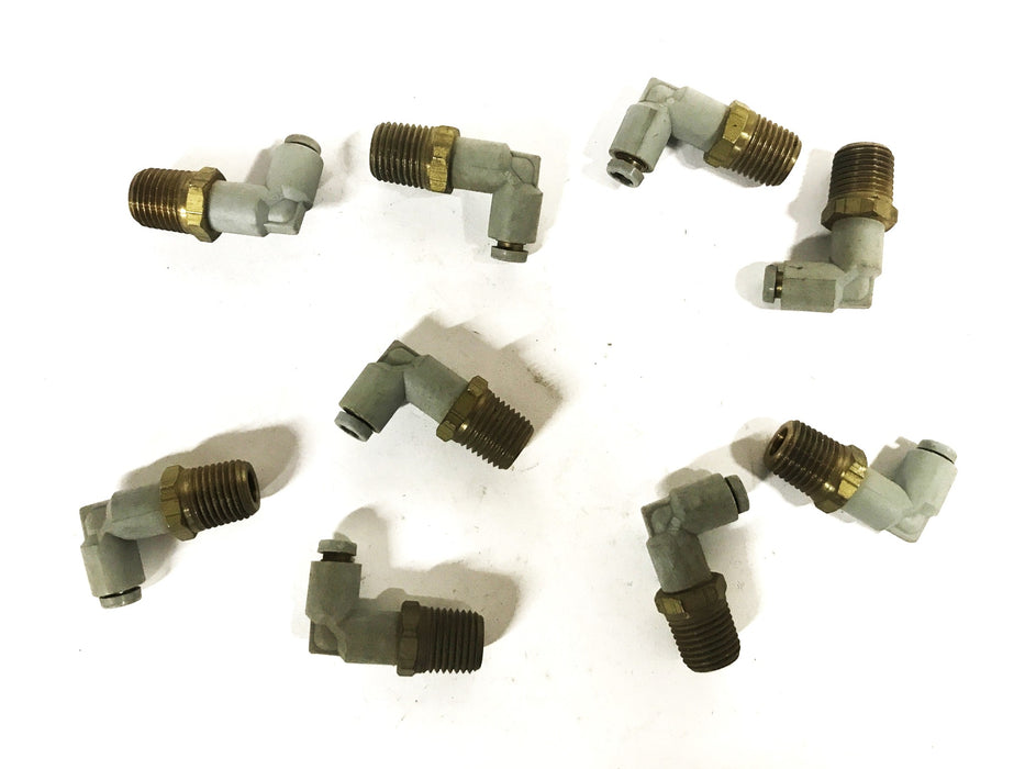 Unbranded 90 Degree Elbow 3/16 inch Push-in x 1/4 inch NPT Male [Lot of 9] NOS
