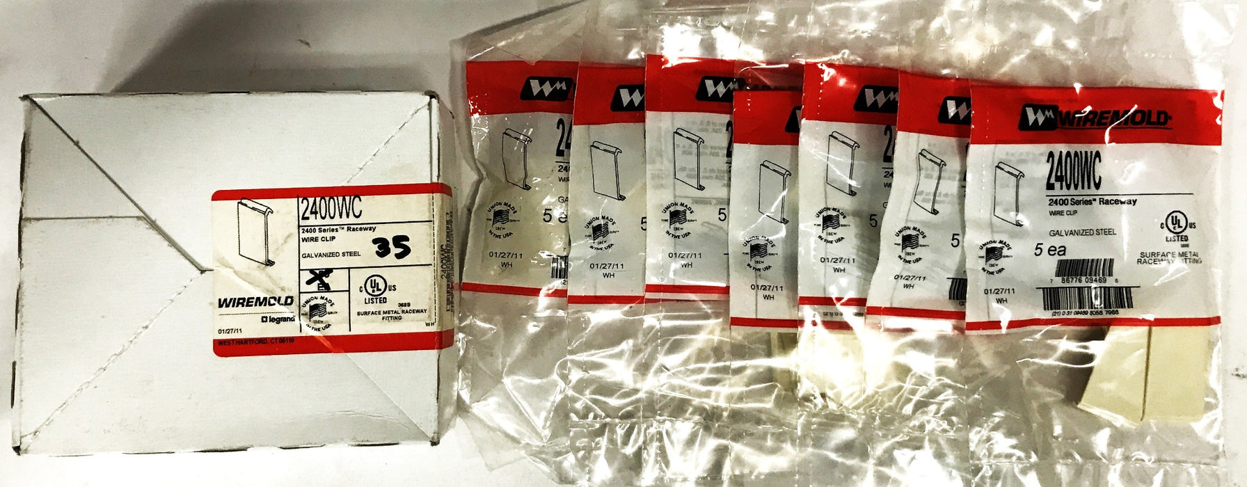 Wiremold Ivory Plastic Wire Clip 2400WC [Lot of 35] NOS