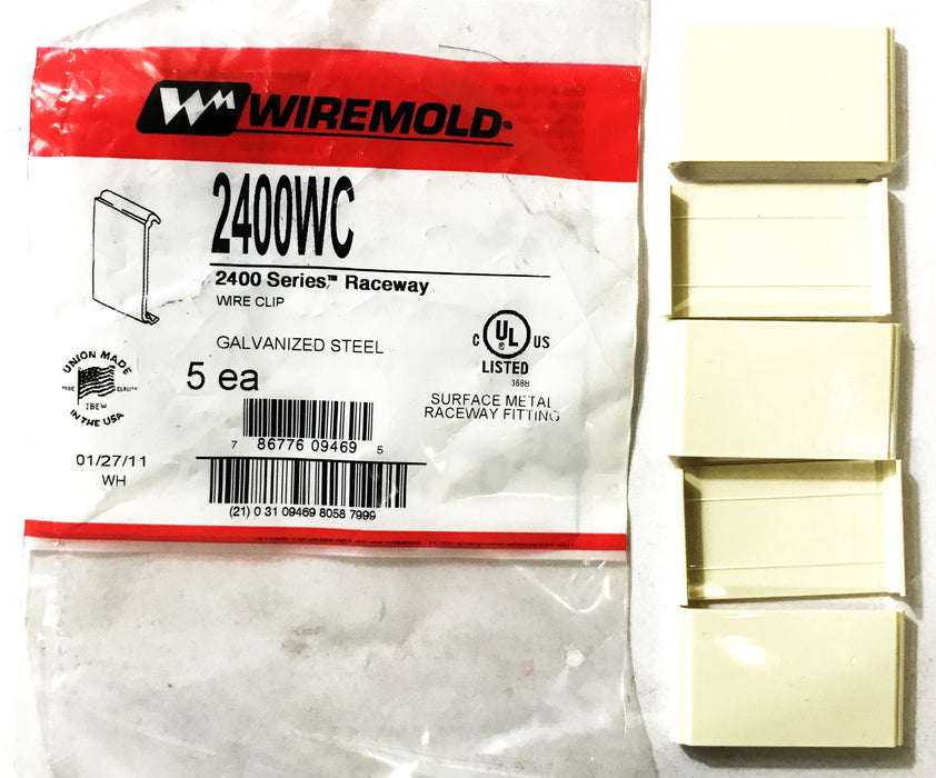 Wiremold Ivory Plastic Wire Clip 2400WC [Lot of 35] NOS