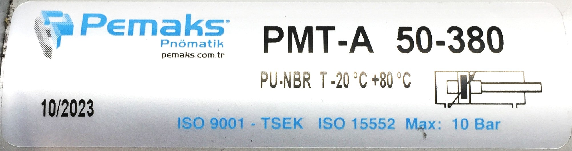 Pemaks Pneumatic Cylinder PU-NBR T-20c/+80c PMT-A 50-380 NOS