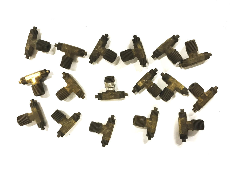 Unbranded Brass Tee 1/8 inch x 1/8 inch x 1/4 NPT Male [Lot of 17] USED