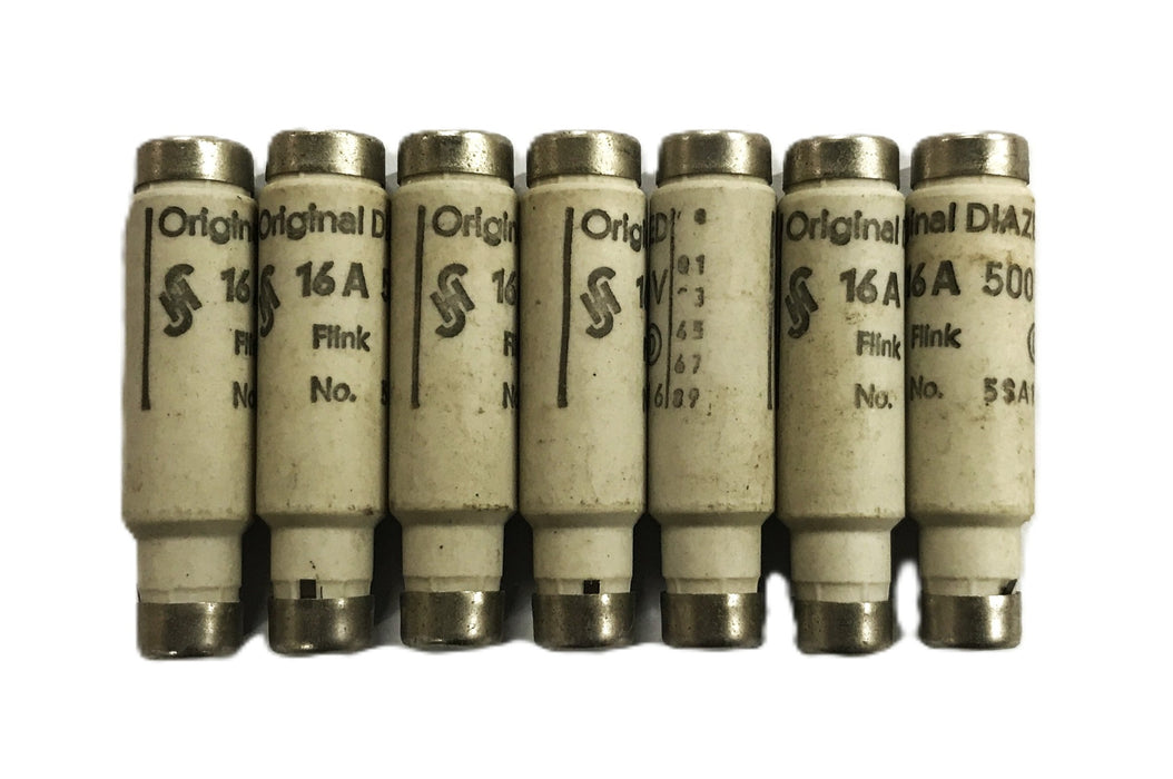 Unbranded 16A 500V Original Diazed Flink Fuse 5SA16 [Lot of 7] NOS