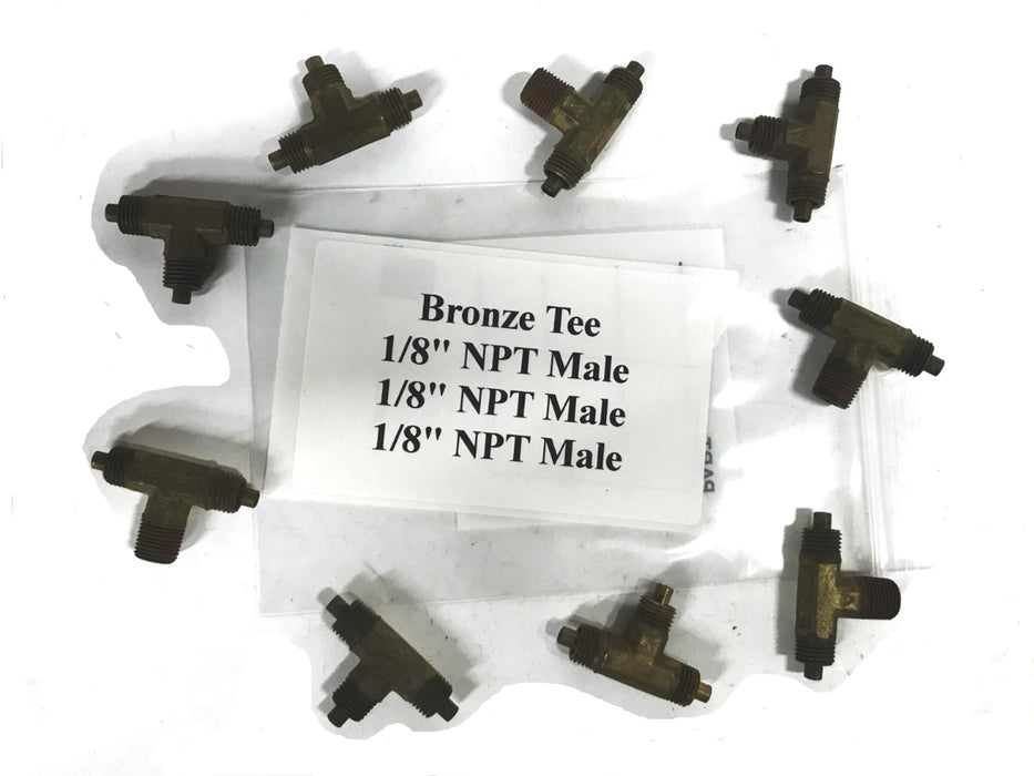 Unbranded Brass Tee 1/8 inch x 1/8 inch x 1/8 NPT Male [Lot of 9] USED