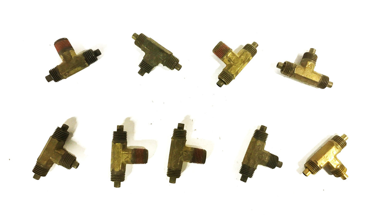 Unbranded Brass Tee 1/8 inch x 1/8 inch x 1/8 NPT Male [Lot of 9] USED