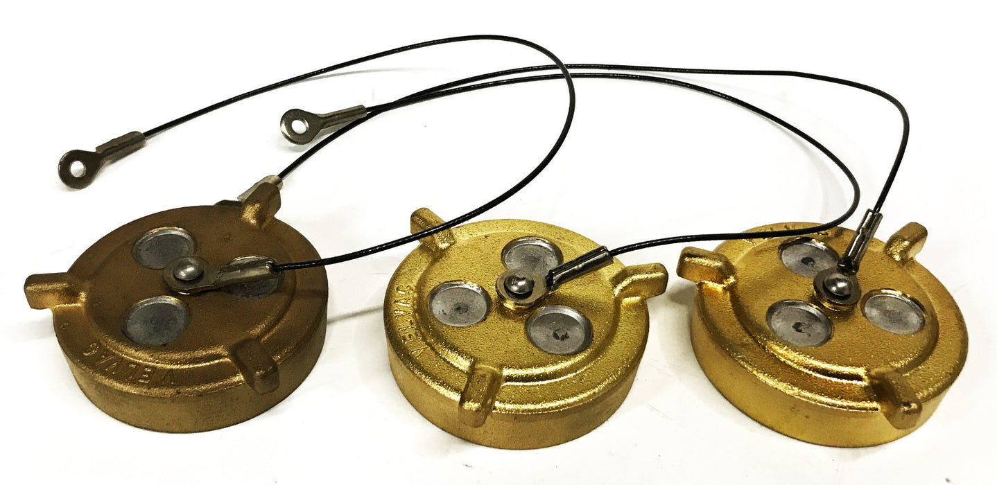 Velvac Wired Brass Fuel Tank Cap 600007 [Lot of 3] NOS