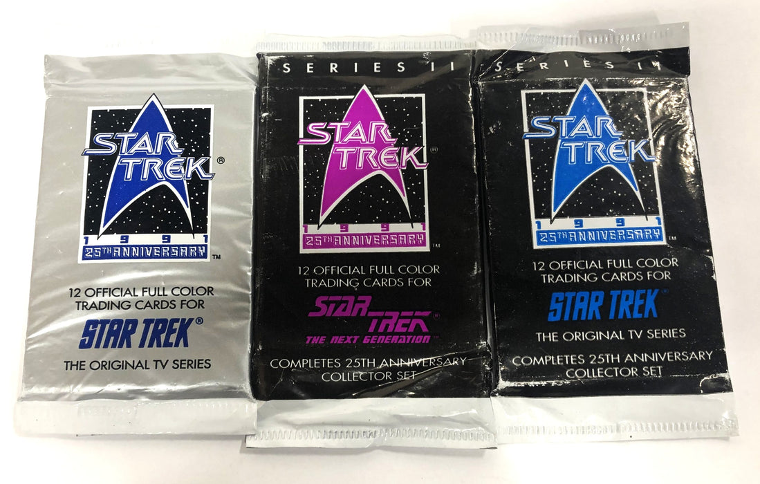 Star Trek 1991 Official Full Color Trading Cards 25th Anniversary [Lot of 3] NOS