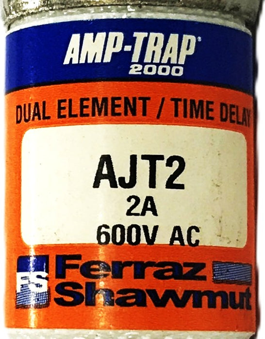 Ferraz Shawmut 2A 600V Duel Element Time Delay Fuse AJT2 [Lot of 7] NOS