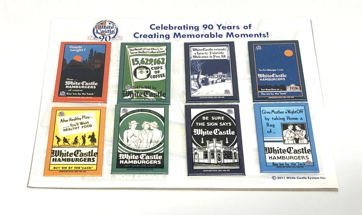 White Castle 2011 Celebrating 90 Years Magnet Set [Lot of 8] NOS