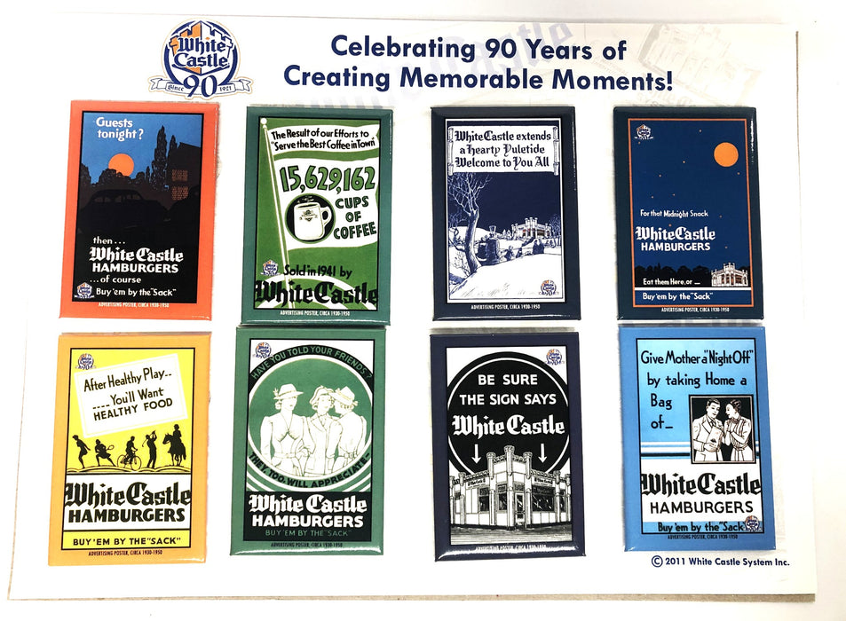White Castle 2011 Celebrating 90 Years Magnet Set [Lot of 8] NOS
