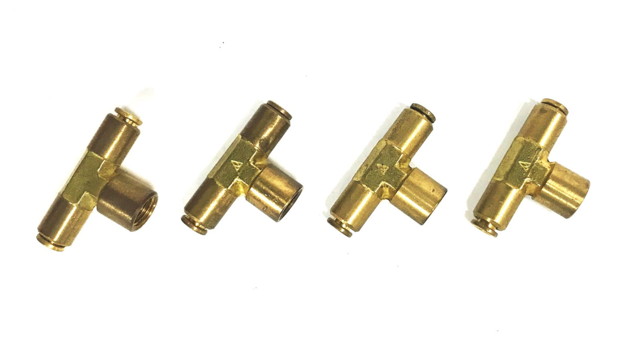 Eaton Aeroquip 1/4 Push-in x 1/4 inch NPT Female Brass Tee [Lot of 4] NOS