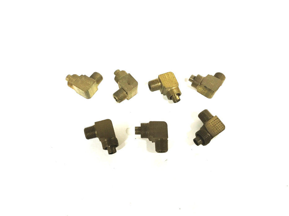 Eaton Aeroquip 1/8 inch NPT Male x 1/4 inch NPT Male Brass Elbow [Lot of 7] NOS