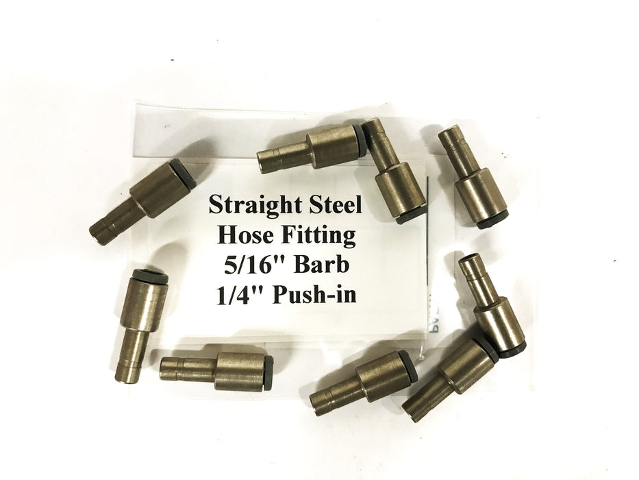 Unbranded 5/16 inch Barb x 1/4 inch Push-in Straight Hose Fitting [Lot of 9] NOS