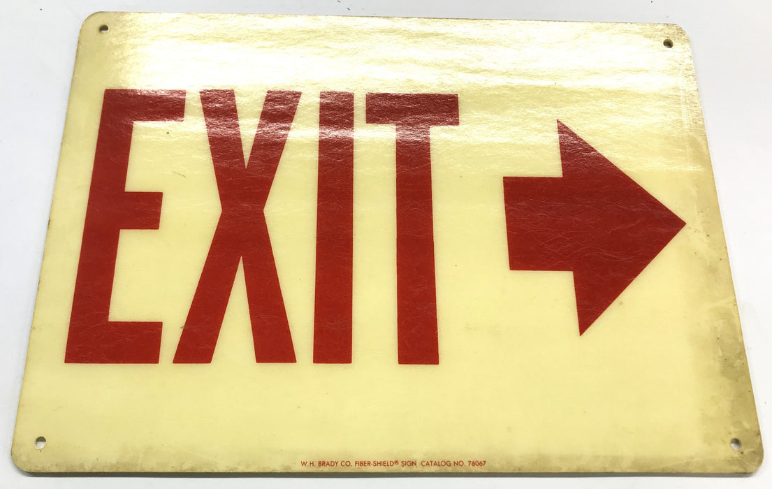 Brady Co Right Arrow Exit Sign 76067 NOS
