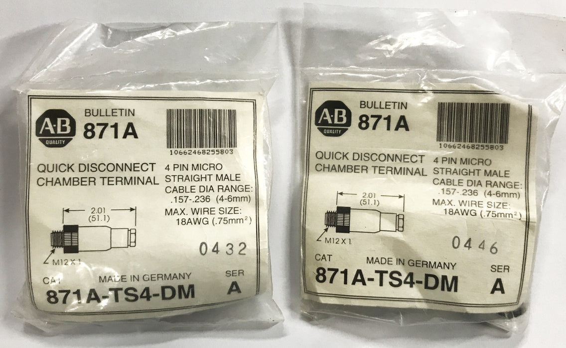 Allen-Bradley Quick Disconnect Chamber Terminal 871A-TS4-DM-A [Lot of 2] NOS