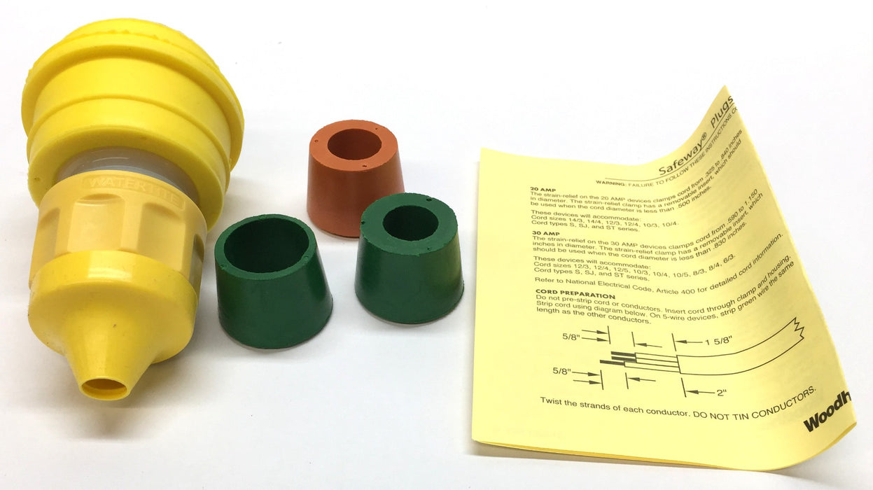 Woodhead 4-Prong Yellow Watertite Locking Male Plug Assembly 1301470081 NOS