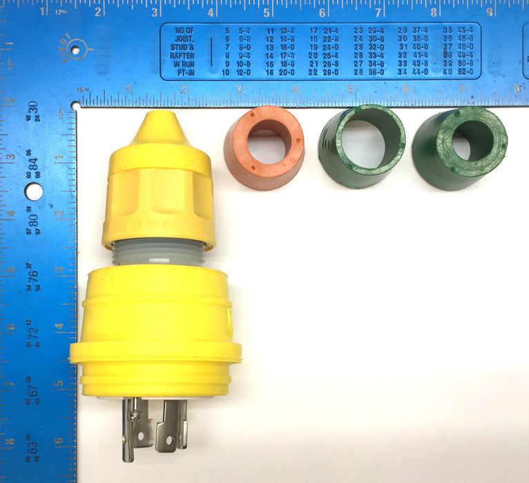 Woodhead 4-Prong Yellow Watertite Locking Male Plug Assembly 1301470081 NOS