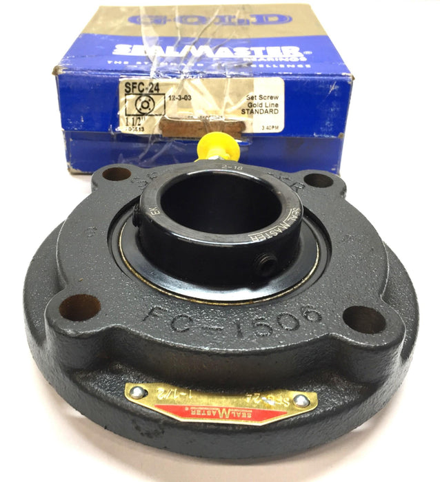 SealMaster 1-1/2" Set Screw Gold Line Flange Cartridge Ball Bearing SFC-24 NOS