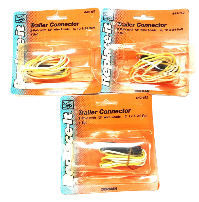 Dorman 2-Pole Trailer Connector for 6/12/24 Volt 643-152 [Lot of 3] NOS