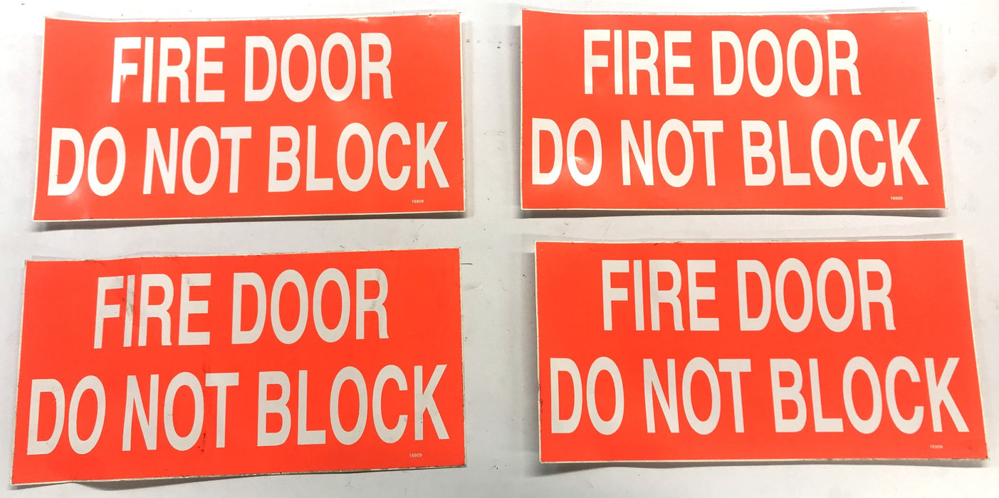 Unbranded Fire Door Do Not Block Sticker [Lot Of 4] NOS