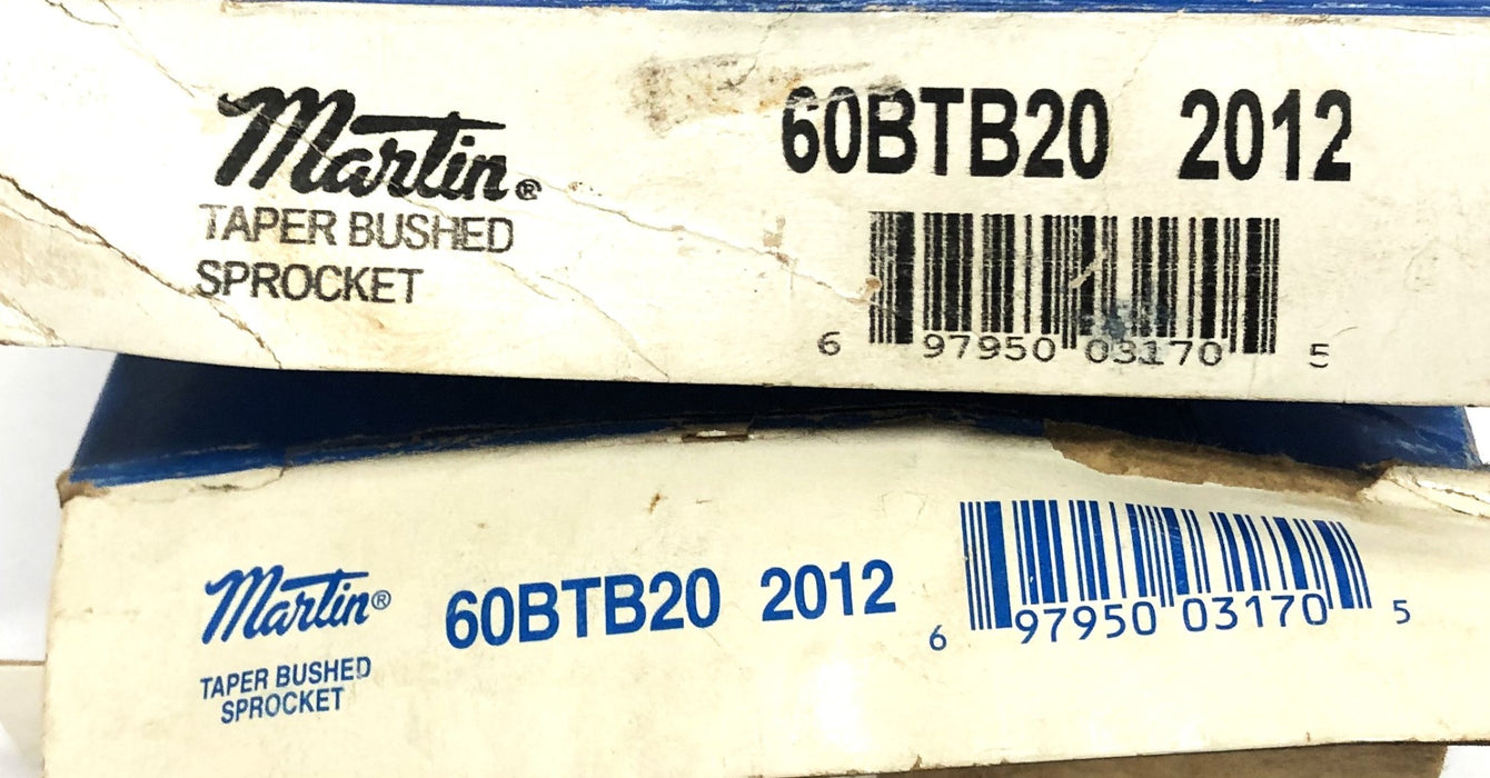 Martin 20 Tooth Roller Chain Sprocket 60BTB20 2012 [Lot of 2] NOS