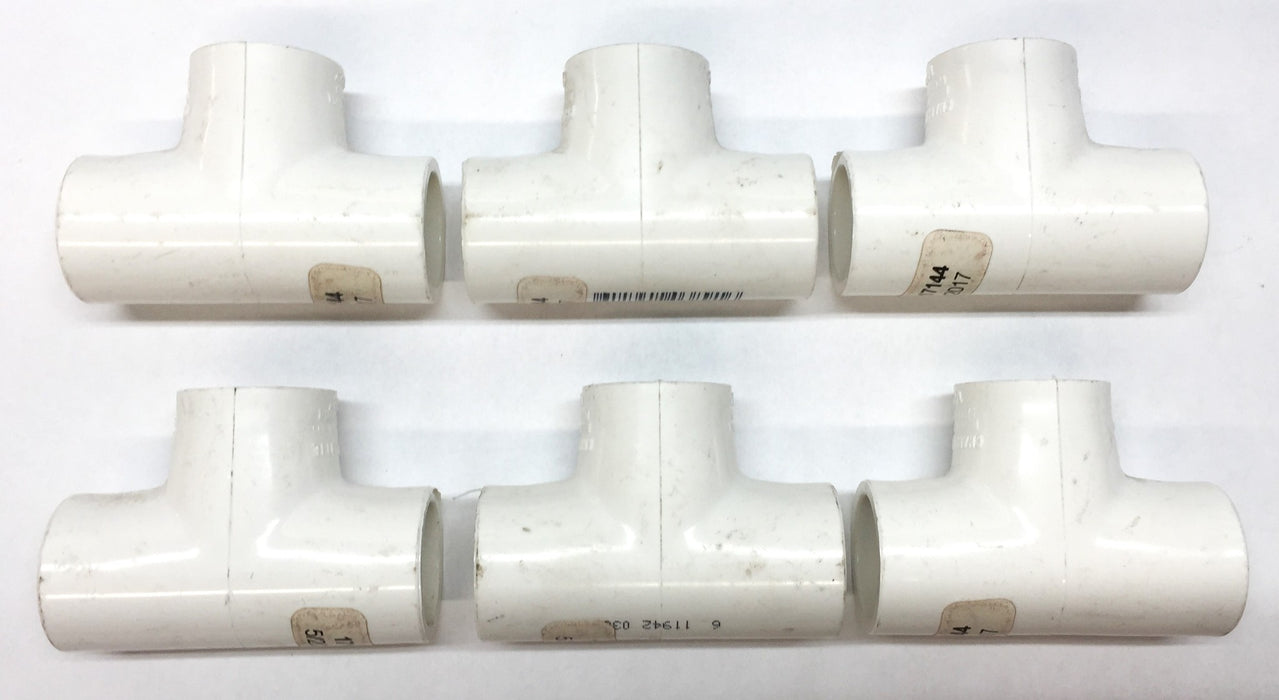 Charlotte 1/2" White PVC Tee SCH 40 SxSxS 401-005 (D2466) [Lot of 6] NOS
