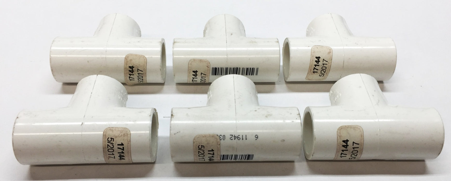 Charlotte 1/2" White PVC Tee SCH 40 SxSxS 401-005 (D2466) [Lot of 6] NOS
