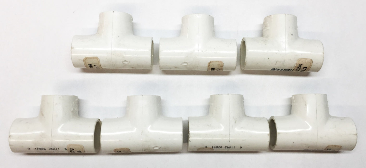 Charlotte 1/2" White PVC Tee SCH 40 SxSxS 401-005 (D2466) [Lot of 7] NOS