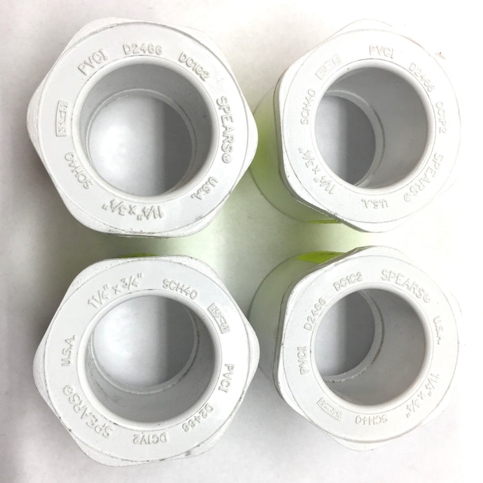 Spears 1-1/4" x 3/4" PVC SCH40 SxS DC1V2 Bushing [Lot of 4] NOS