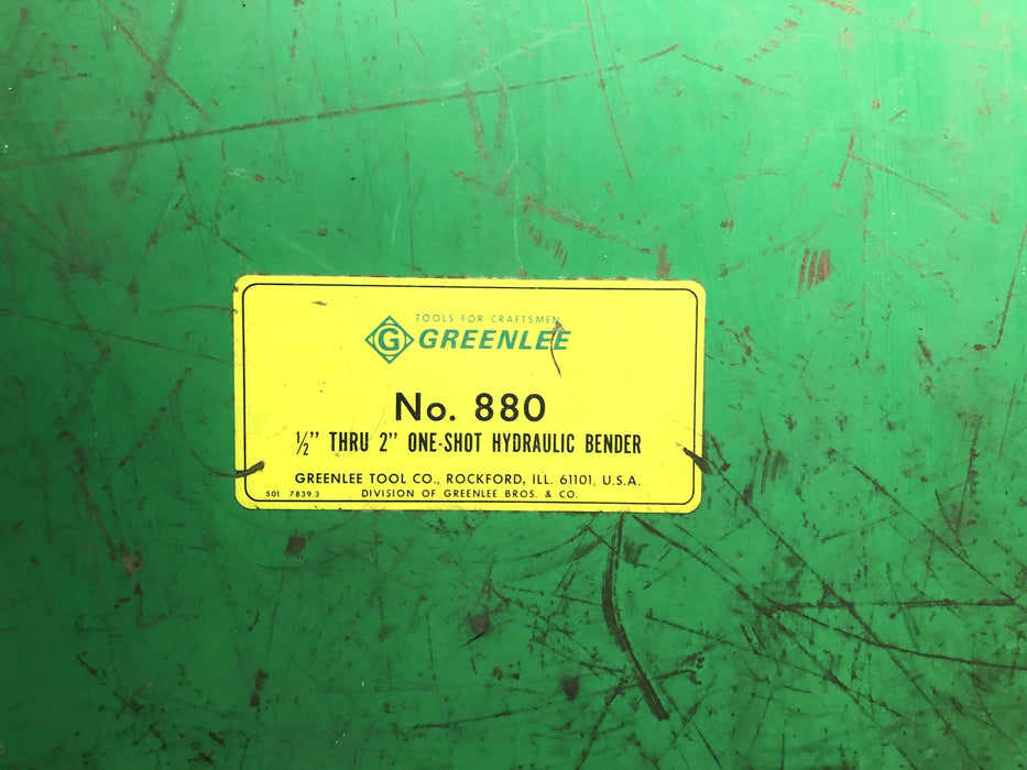 Greenlee 1/2 Thru 2 Inch One Shot Hydraulic Bender 880 USED