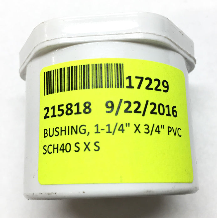 Spears 1-1/4" x 3/4" PVC SCH40 SxS DC1V2 Bushing [Lot of 4] NOS