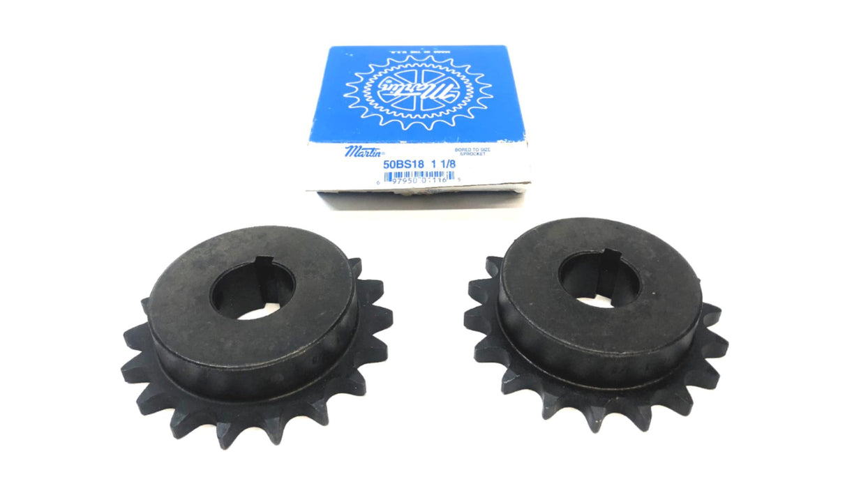 Martin 1-1/8" Bore 18 Tooth Sprocket 50BS18 1-1/8 [Lot of 2] NOS