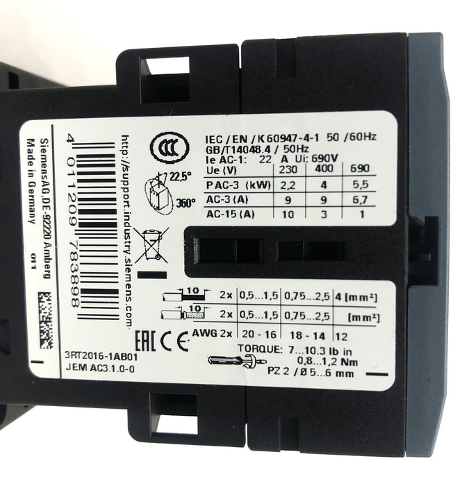 Siemens 24V 50/60Hz Power Contactor 3RT2016-1AB01 USED