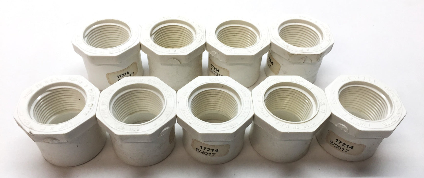Charlotte 1-1/4" x 1" PVC SCH40 Bushing 438-168 (D-2466) [Lot of 9] NOS