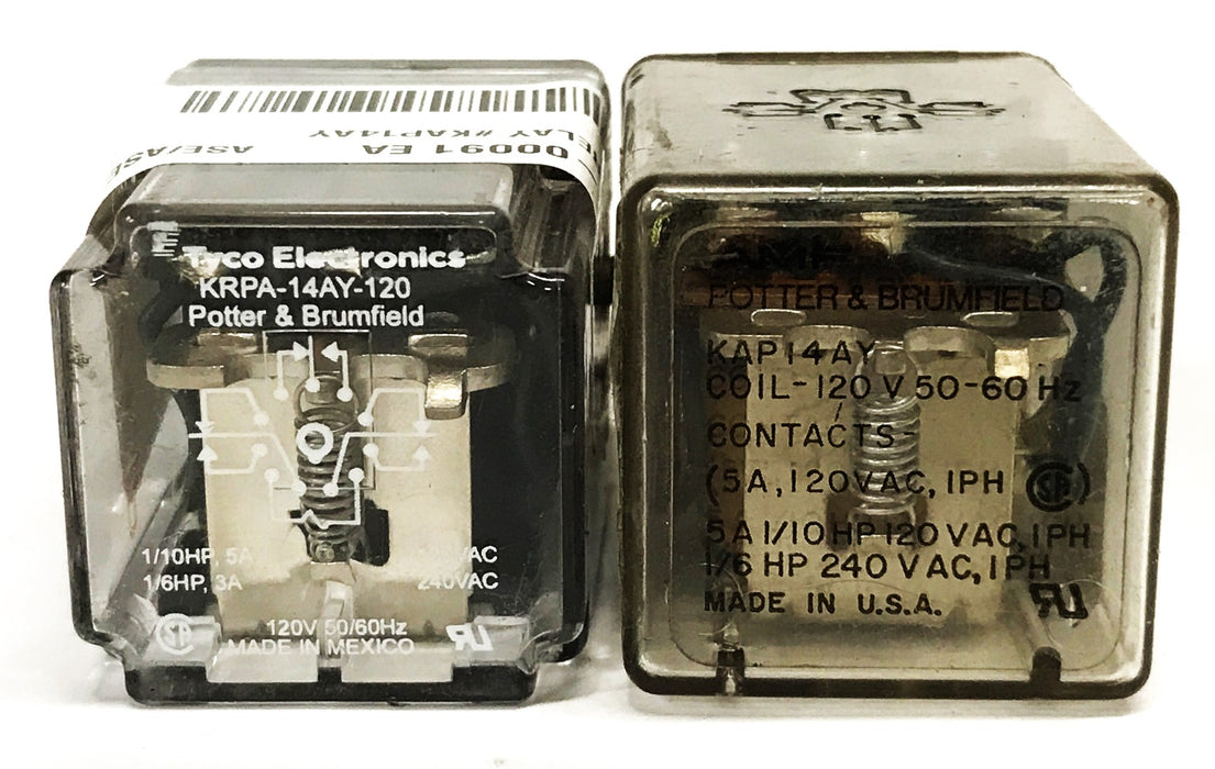 Potter and Brumfield General Purpose Relay KRPA-14AY-120 [Lot of 2] NOS