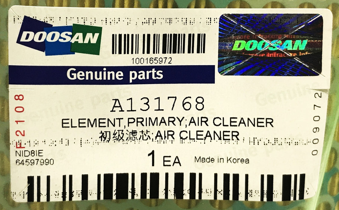 Doosan/Daewoo Primary Air Cleaner Element A131768 NOS